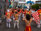 Wellington Batucada drummers and dancers parade at CubaDupa. Photo by Nigel Sloley.