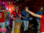 Wellington Batucada drummers at Festas de São João 2019 mini-gig. Photo by El Barrio Latino Bar.
