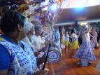 Wellington Batucada dancers and drummers performing at Te Papa for International Dance Day 2021. Photo by Deborah Shuker.