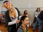 CubaDupa day 1 - Sarah Jane doing XXX's hair - photo by Satya Priomarsono