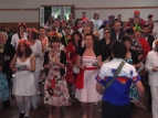 Hastings Blossom Festival - massed band rehearsal in the marae before the parade - photo by Simon Shuker