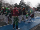 2015 Hastings Blossom Festival - in formation and ready to play (it's freezing!) - photo by Alan Shuker