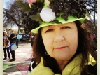 2015 Hastings Blossom Festival - Lise (wondering what happened to her sossie-and-bread) - photo by Alison Green