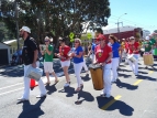 Island Bay Festival parade 2017 - Tim C leads the band - photo by Alan Shuker