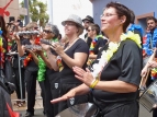 2014 Sevens parade - chocalhos Kate, Ngawara, Carin with timbau Ange - photo by Graham Dwyer