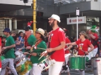 Wellington Santa Parade 2015 - mid-parade repiniques & surdos - photo by Alan Shuker