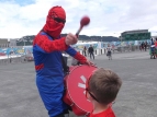 Wellington Rugby Sevens 2016 day 1 - Alan anoints young protégé with his superhero powers - photo by Alan Shuker