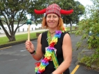 Whanganui warm-up - Anny displaying her Scottish heritage