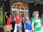 Batucada at WOMAD 2015 soundcheck - Gordo, Tim G, Kate, Caroline - photo by Graham Dwyer