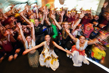 Wellington Batucada at Paralympics New Zealand's '100 Days To Go' event at Te Papa - dancers, paralympians and schoolkids - photo by Hagen Hopkins/Getty Images for Paralympics New Zealand
