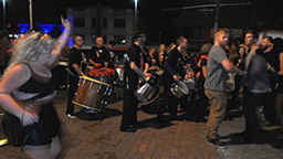 Nighttime ninja gig on Courtenay Place, following a gig at The Grand for Carnival 2014 - photo by Deborah Harris