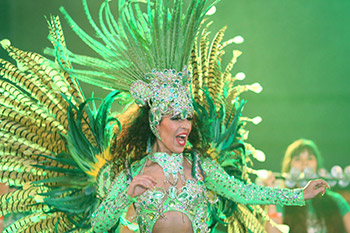 London School of Samba's Orquidea Lima, onstage at the Coburg Samba Festival - photo by Nigel Sloley