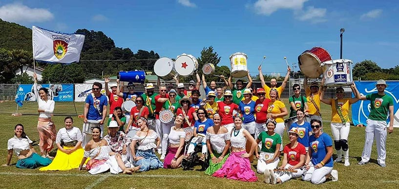 Wellington Batucada drummers and dancers at Te Rā o te Raukura Festival 2019. Photo by John Bosomworth.