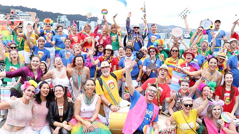 Wellington Batucada Pride 2019 team photo. Photo by Tom S Etuata.