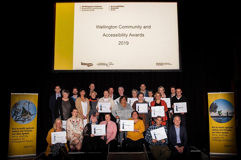 All the winners onstage at the Wellington Community Awards 2019
