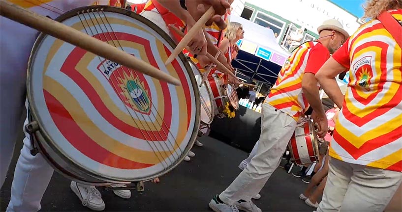 Video screengrab of caixas at Newtown Fair 2021 - video by Antonio Hernández