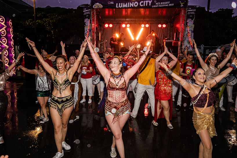 Wellington Batucada at the Lumino Festival 2022. Photo by Nath Young.