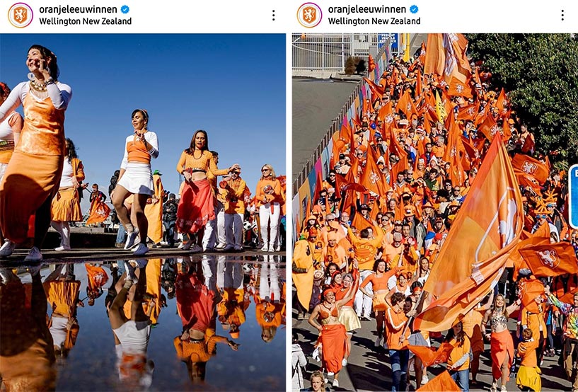 Wellington Batucada leading the fan parade at the FIFA Women's World Cup, Spain vs the Netherlands - photos by oranjeleeuwinnen