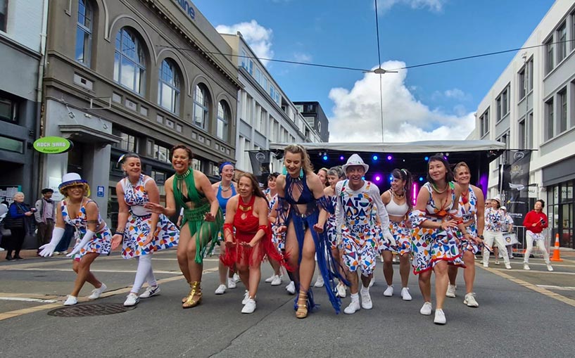 Wellington Batucada at the Courtenay Place Block Party 2024 - photo by Kent Nation