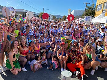 Wellington Batucada team photo at Newtown Fair 2025 - photo by Alison Green