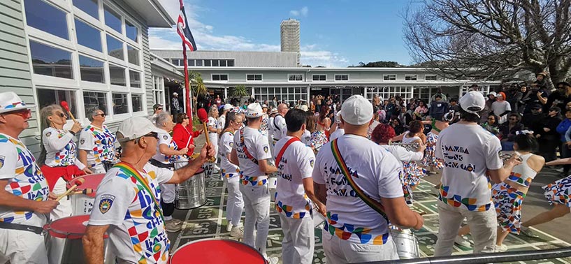 Wellington Batucada at Mt Cook School 150th Celebration - photo by Kelly Etuata